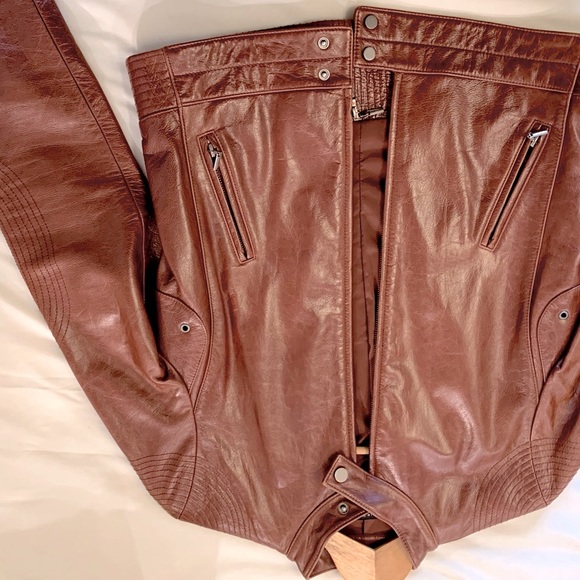 Rust leather moto jacket (Elie Tahari) - Picture 2 of 6